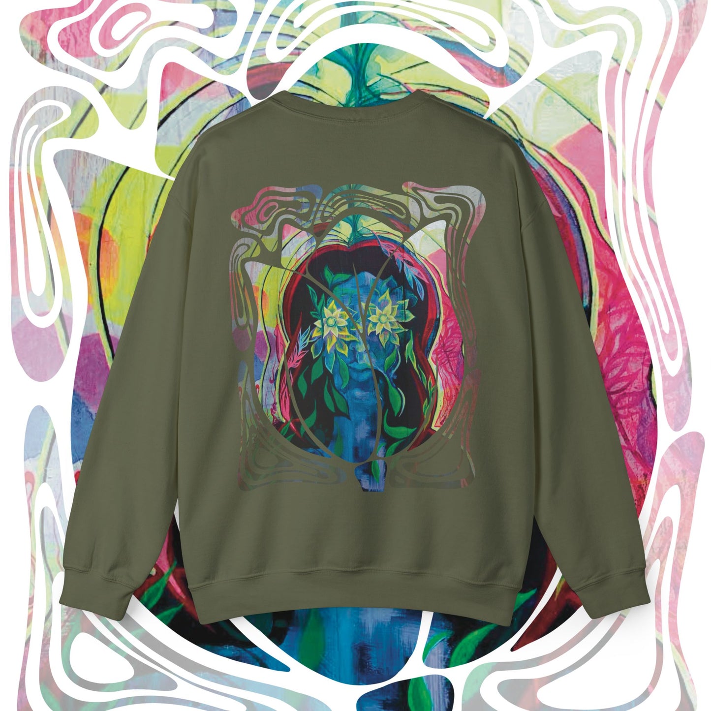 "Psychoterratic" Unisex Crewneck Sweatshirt (Art on Back)